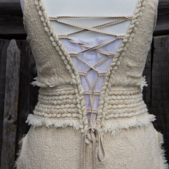 Pagan lace up Handmade Viking wedding dress, wool - Picture 7 of 8